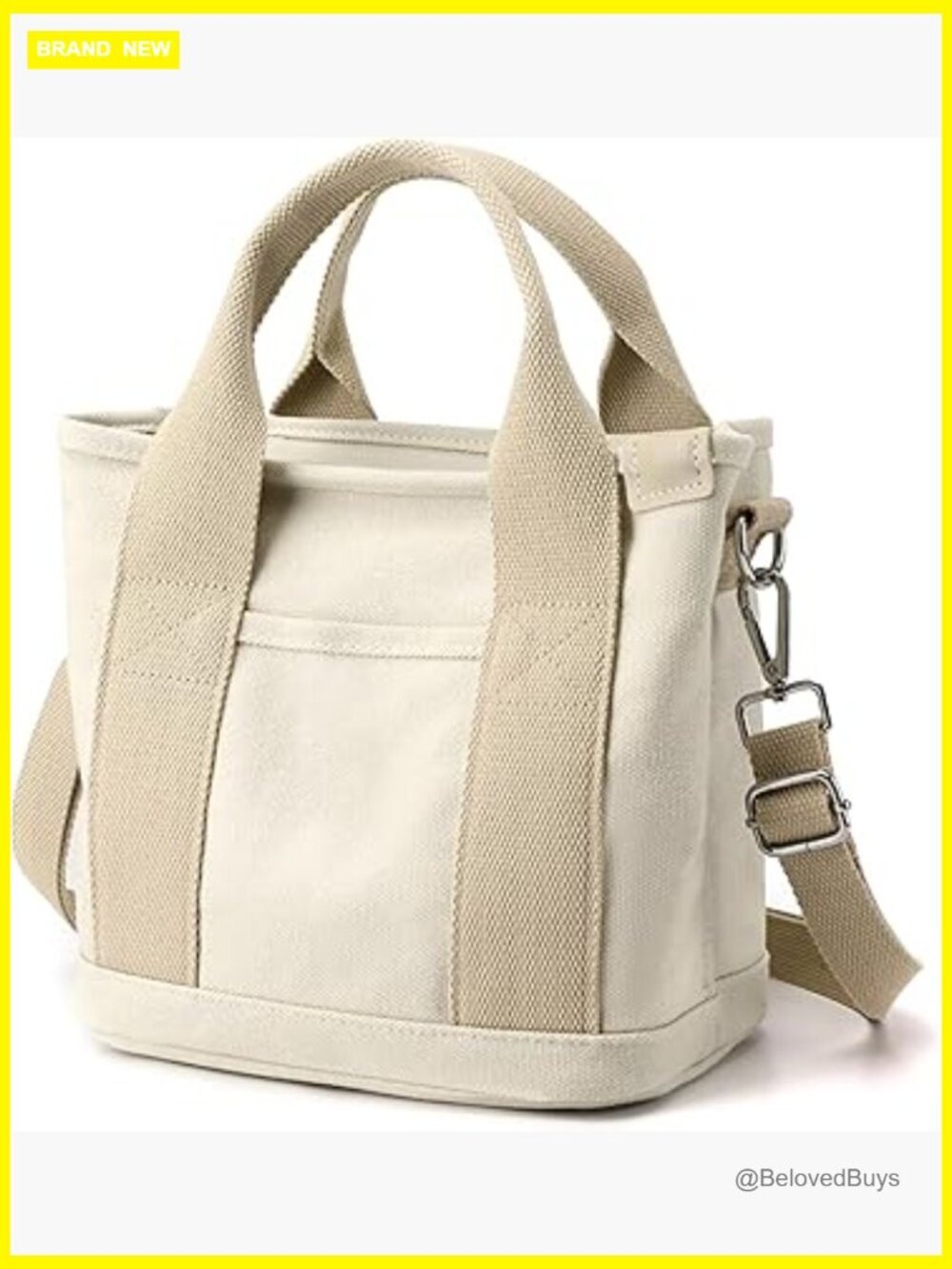 Canvas Tote Bag with Zipper Crossbody Purse Shoulder Handbag 2 Sizes